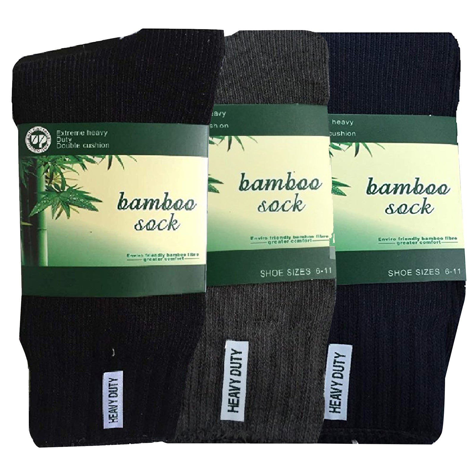 3 Pairs BAMBOO SOCKS Mens Heavy Duty Premium Thick Work Socks Cushion BULK - Assorted Colour Pack - 11-14 - Image 3