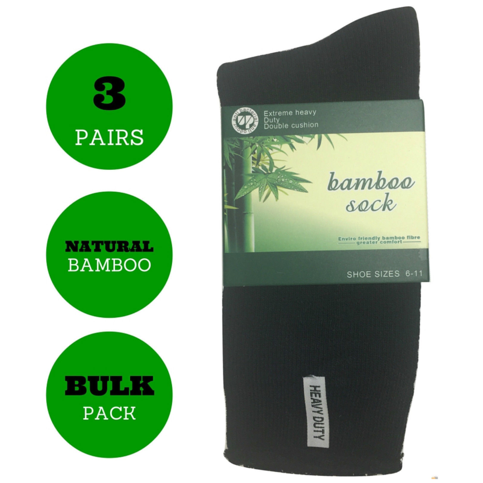 3 Pairs BAMBOO SOCKS Mens Heavy Duty Premium Thick Work Socks Cushion BULK - Assorted Colour Pack - 11-14 - Image 4