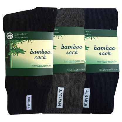 3 Pairs BAMBOO SOCKS Mens Heavy Duty Premium Thick Work Socks Cushion BULK - Assorted Colour Pack - 6-11 - Image 3