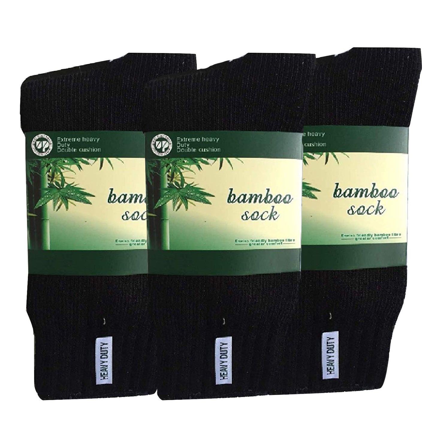 3 Pairs BAMBOO SOCKS Mens Heavy Duty Premium Thick Work Socks Cushion BULK - Black - 11-14 - Image 3