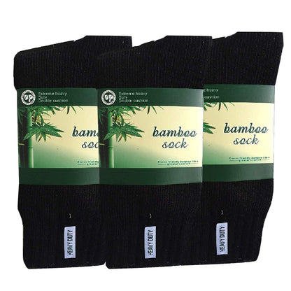 3 Pairs BAMBOO SOCKS Mens Heavy Duty Premium Thick Work Socks Cushion BULK - Black - 11-14 - Image 3