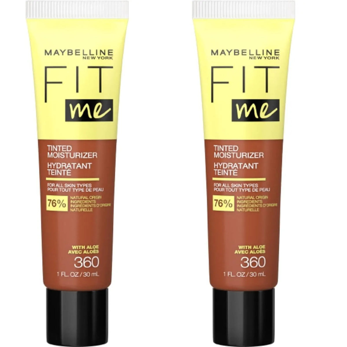 2x Maybelline Fit Me 30ml Tinted Moisturizer with Aloe - 360 (Foundation)