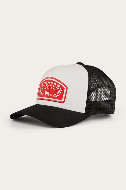 Ringers Western Wheatbelt Trucker Baseball Cap Hat in White/Red - Image 2