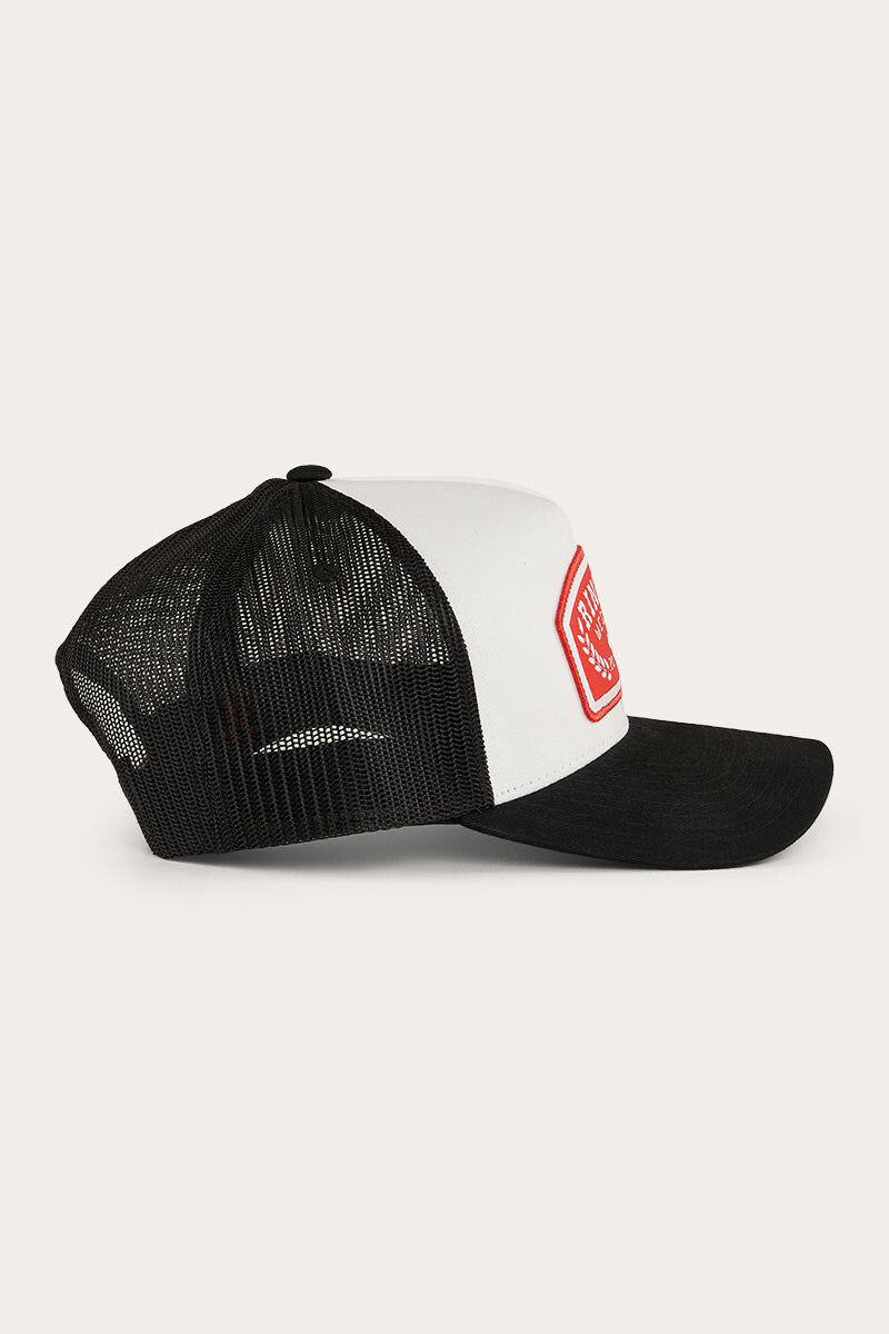 Ringers Western Wheatbelt Trucker Baseball Cap Hat in White/Red - Image 4