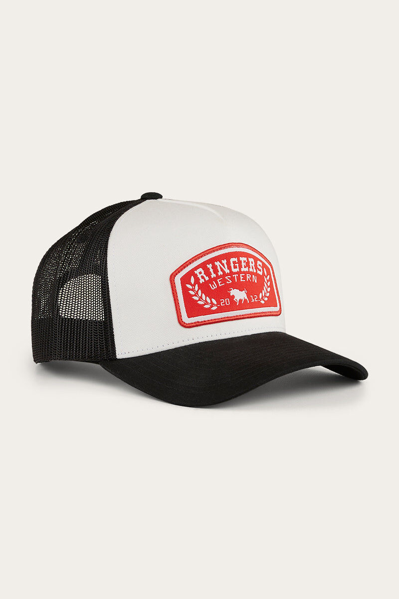 Ringers Western Wheatbelt Trucker Baseball Cap Hat in White/Red - Image 5