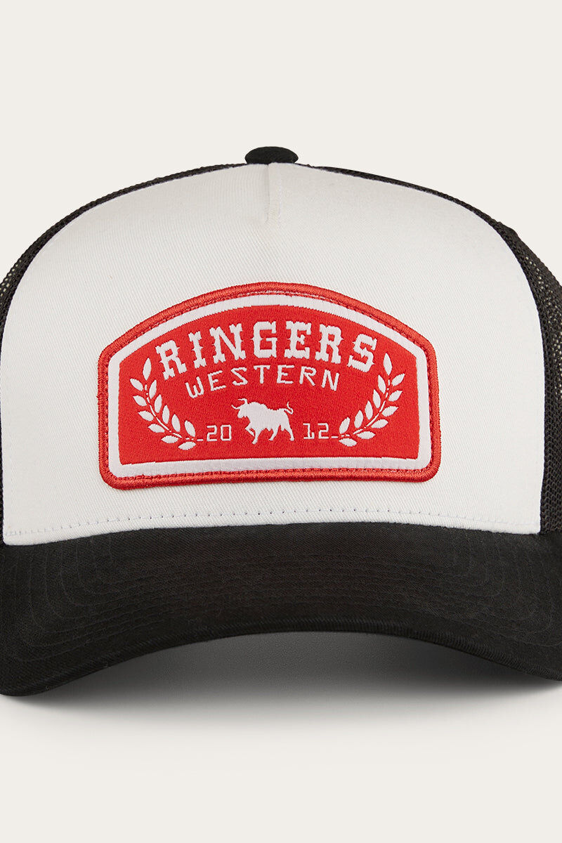 Ringers Western Wheatbelt Trucker Baseball Cap Hat in White/Red - Image 6