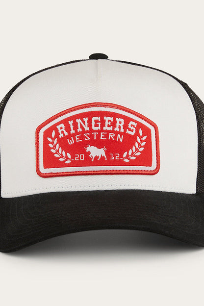 Ringers Western Wheatbelt Trucker Baseball Cap Hat in White/Red - Image 6