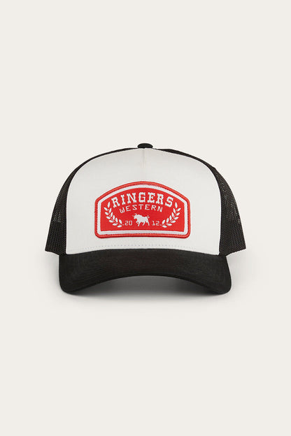 Ringers Western Wheatbelt Trucker Baseball Cap Hat in White/Red - Image 7
