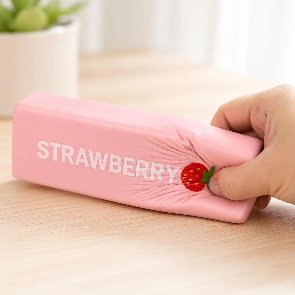 13cm Strawberry Scented Squishy Fidget Block Squeezy Stress Relief Sensory Toy Fun Berry Fruit - Image 4