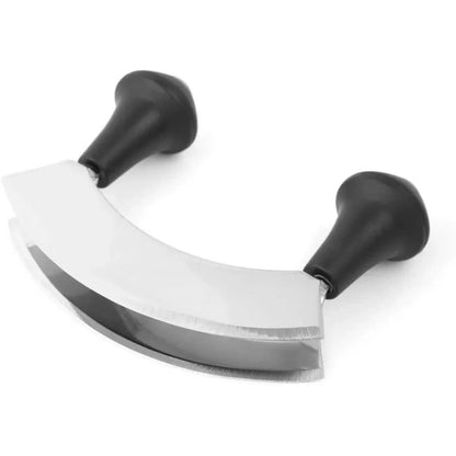 inCasa Double Stainless Steel Blade Mezzaluna Chopper Herb Slicer - Image 2