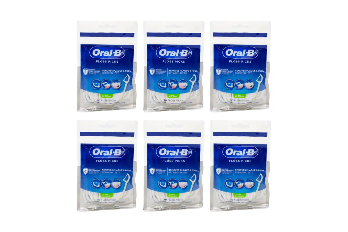 6x Oral B Floss Picks Mint Flavour 30pk