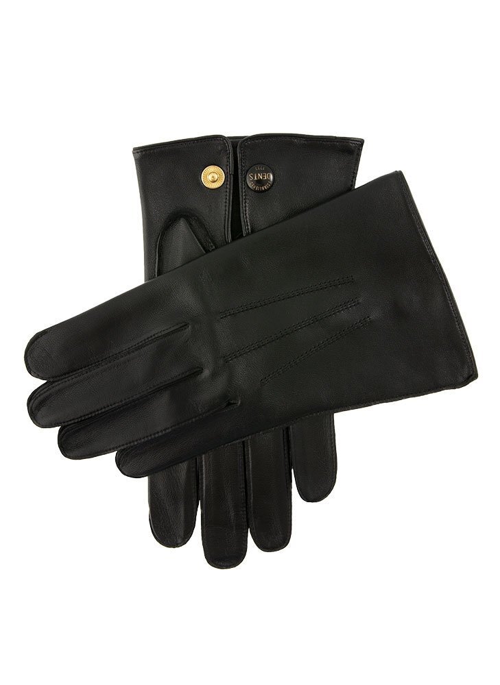Dents Mens Sandhurst Three-Point Leather Unlined Officers Gloves in Black - 7.5 - Image 2