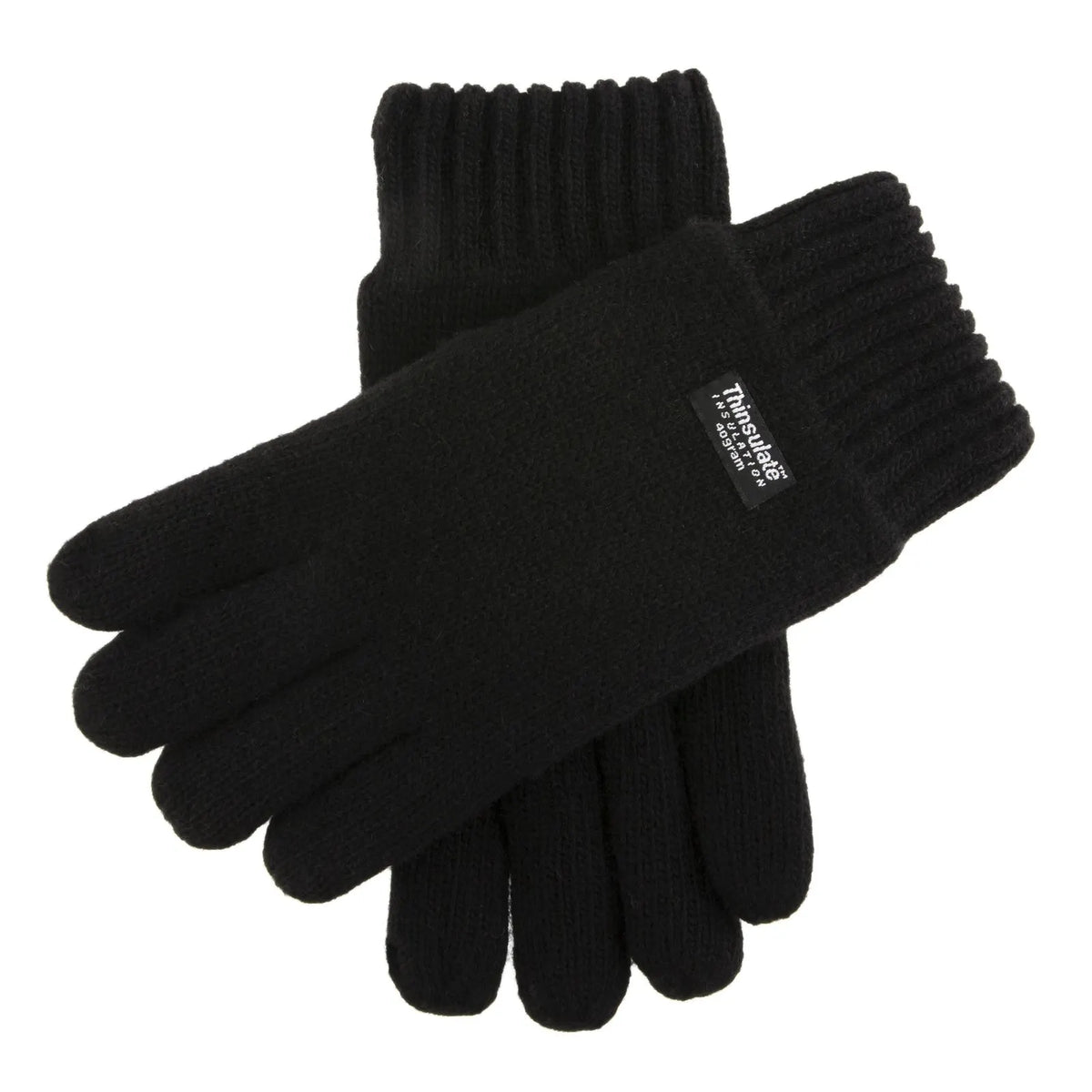DENTS 3M Thinsulate Mens Wool Knit Gloves With Rib Cuff Warm Winter - Black - Image 2