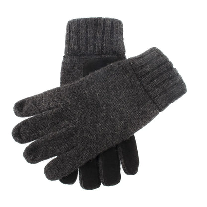 DENTS Mens Stirling Lambswool Blend Knit Gloves With Suede Leather Palm Patch - Image 2