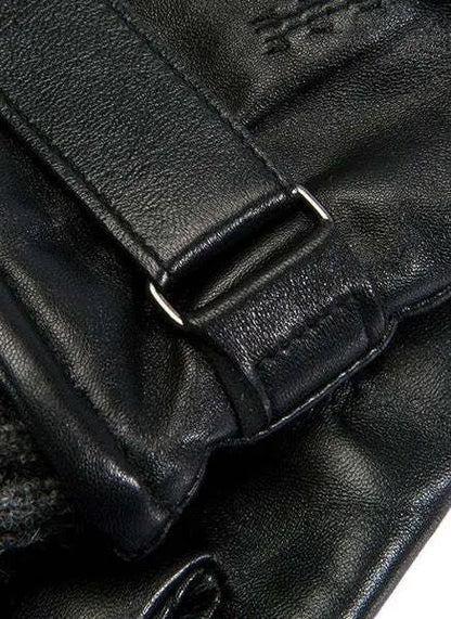 Mens Wool Blend Lined Touchscreen Leather Gloves in Black - Image 6