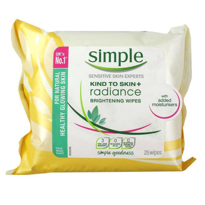 25 Wipes SIMPLE SENSITIVE SKIN EXPERTS BRIGHTENING WIPES - 1 Pack - Image 2