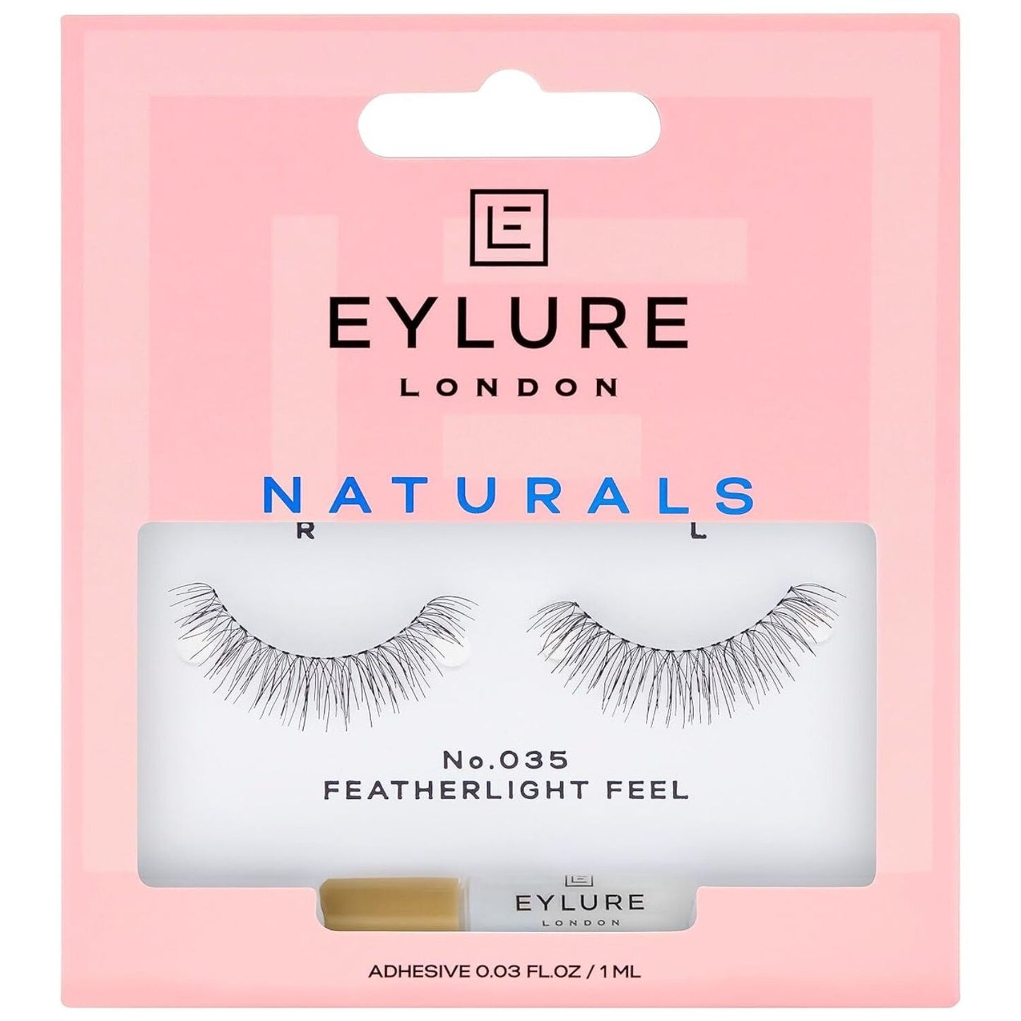 Eylure Naturals False Eyelashes Featherlight Feel with Glue Reusable in No.035 - Image 2
