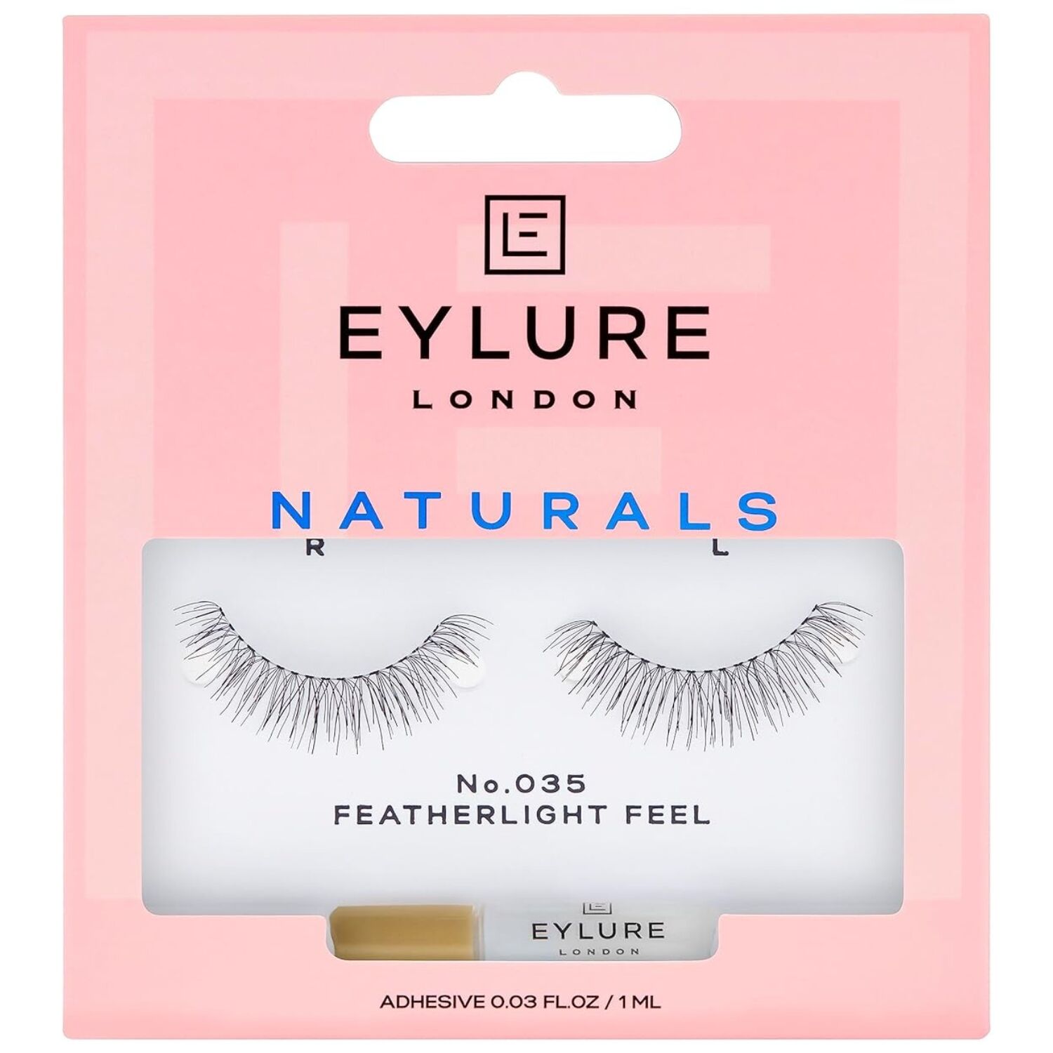 Eylure Naturals False Eyelashes Featherlight Feel with Glue Reusable in No.035 - Image 2