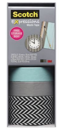 Scotch 3M Expressions Washi Tape 2 Rolls 15Mm X 10M 1 Roll 30Mm X 10M - Image 2