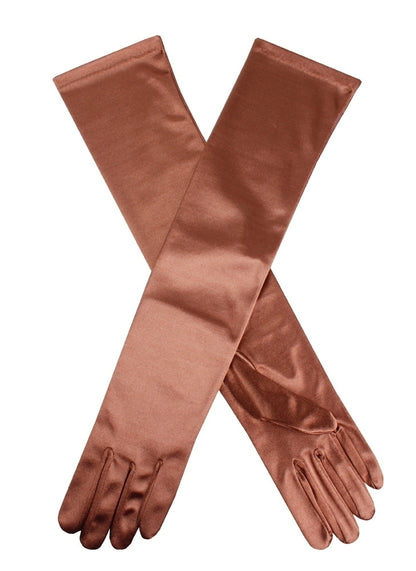 Dents Womens Long Above Elbow Satin Gloves  - Bronze - Image 3