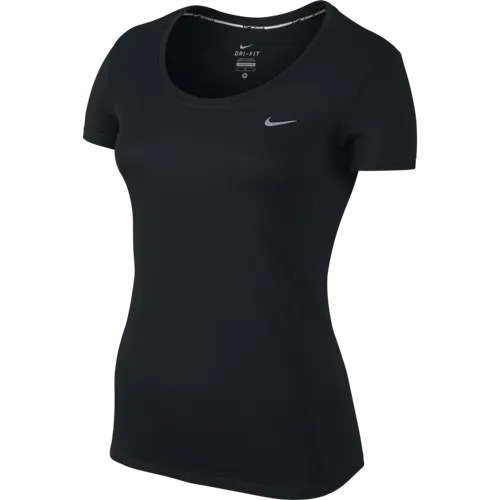 Nike Womens Dri-Fit Running Gym T-Shirt Top Short Sleeve - Black - Image 2