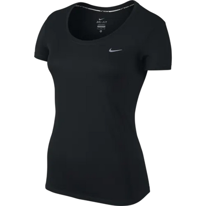 Nike Womens Dri-Fit Running Gym T-Shirt Top Short Sleeve - Black - Image 2