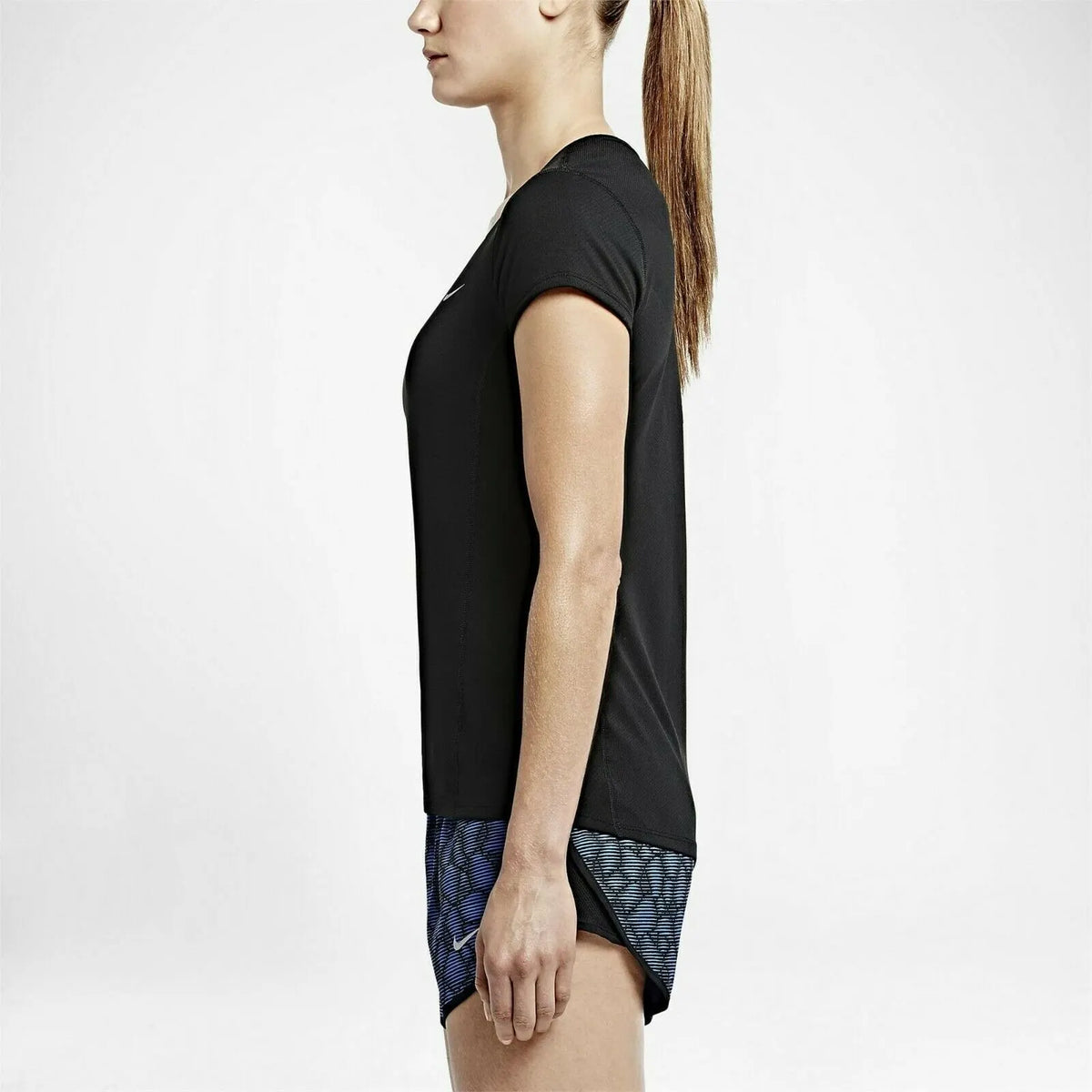 Nike Womens Dri-Fit Running Gym T-Shirt Top Short Sleeve - Black - Image 8