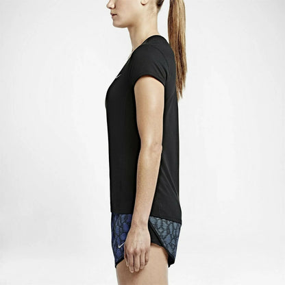 Nike Womens Dri-Fit Running Gym T-Shirt Top Short Sleeve - Black - Image 8