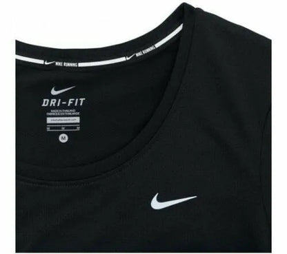 Nike Womens Dri-Fit Running Gym T-Shirt Top Short Sleeve - Black - Image 9