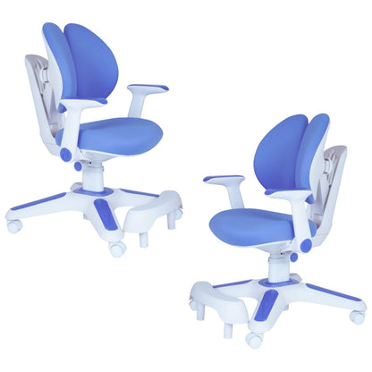 Ergonomic Children Kids Study Chair Set of 2 Height Adjustable - Blue - Image 2