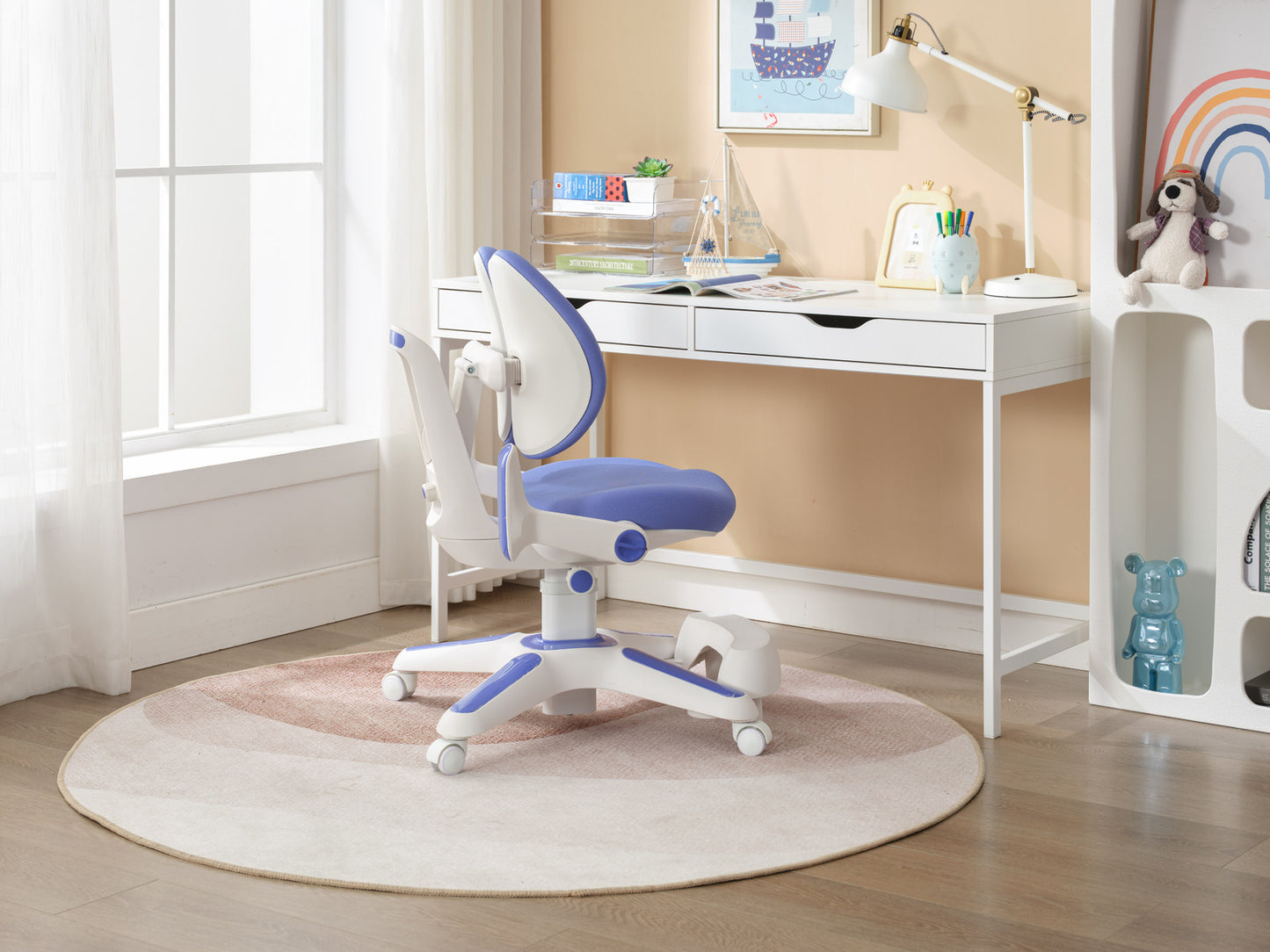 Ergonomic Children Kids Study Chair Set of 2 Height Adjustable - Blue - Image 4