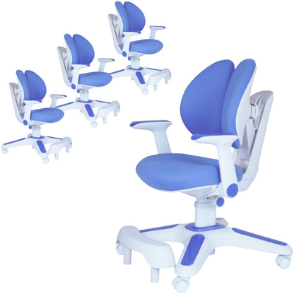 Ergonomic Children Kids Study Chair Set of 4 Height Adjustable - Blue - Image 2