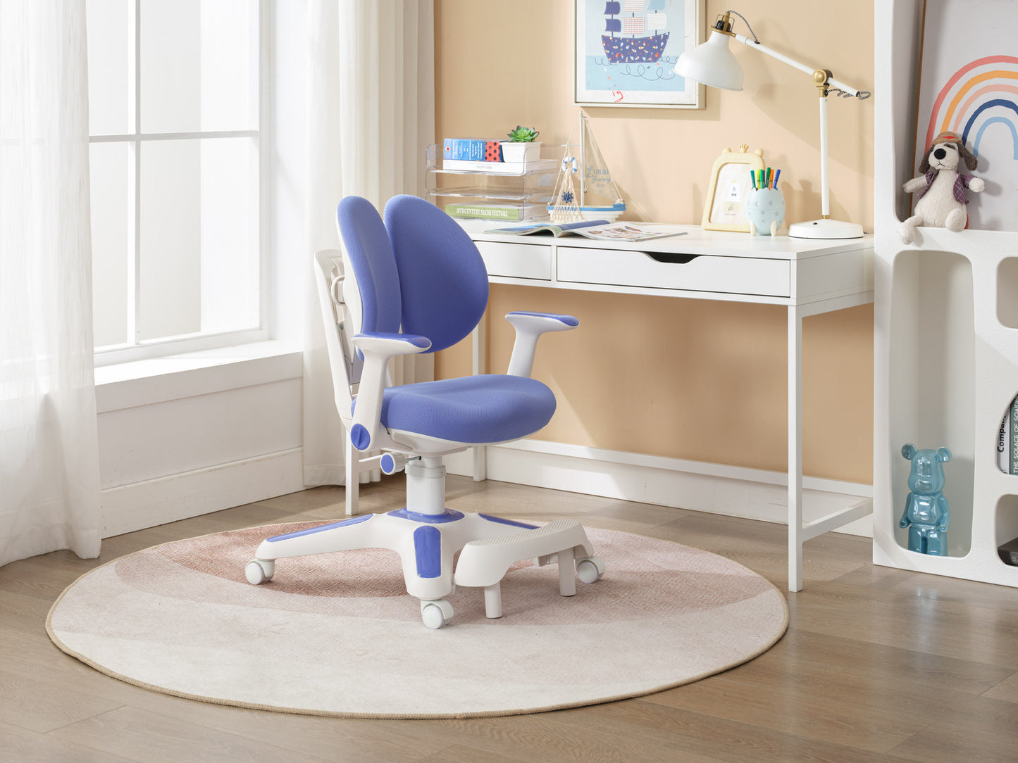 Ergonomic Children Kids Study Chair Set of 4 Height Adjustable - Blue - Image 3