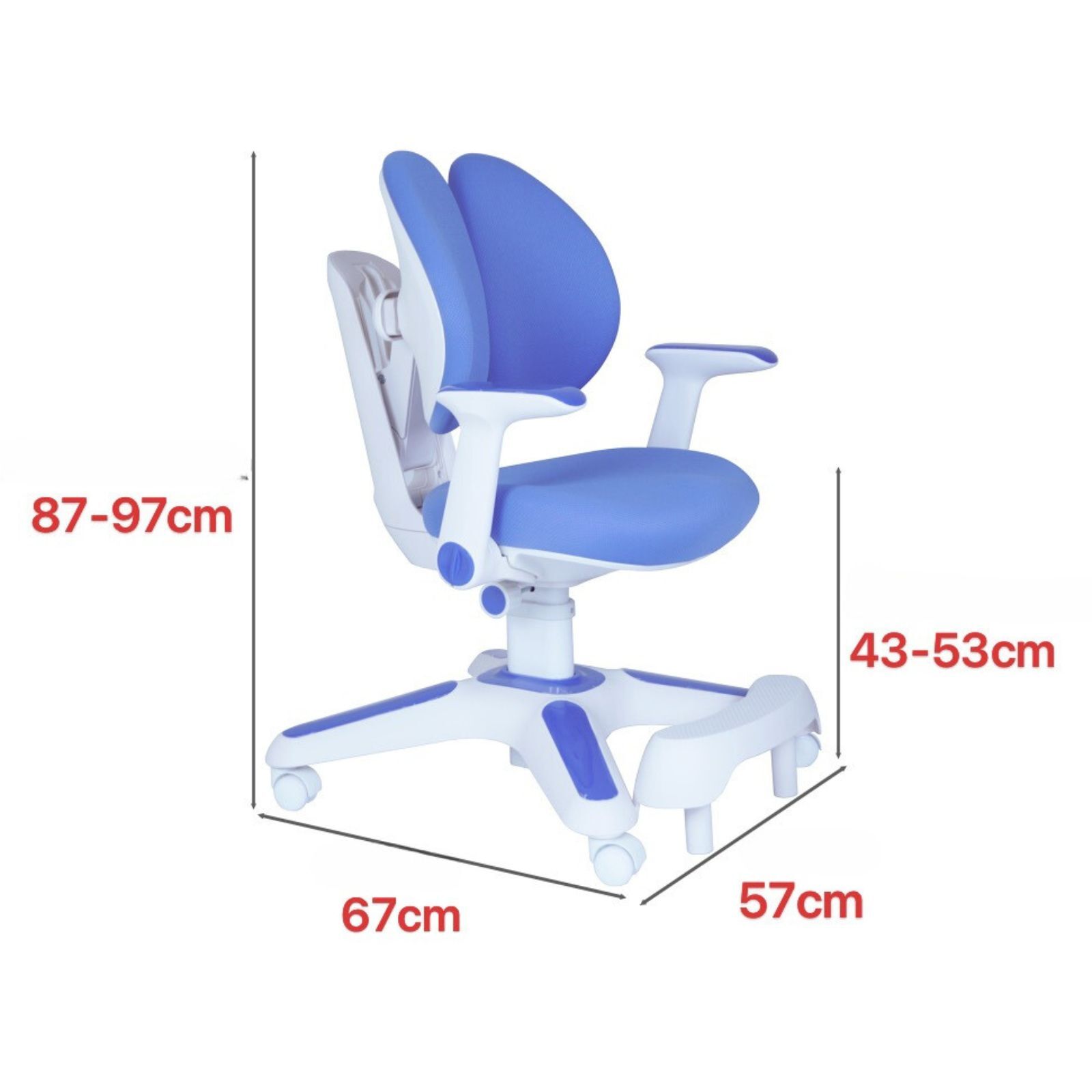 Ergonomic Children Kids Study Chair Set of 4 Height Adjustable - Blue - Image 5