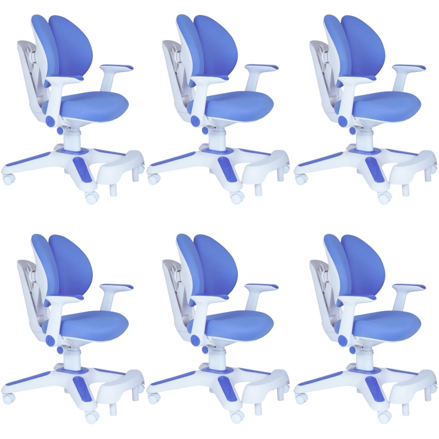 Ergonomic Children Kids Study Chair Set of 6 Height Adjustable - Blue - Image 2
