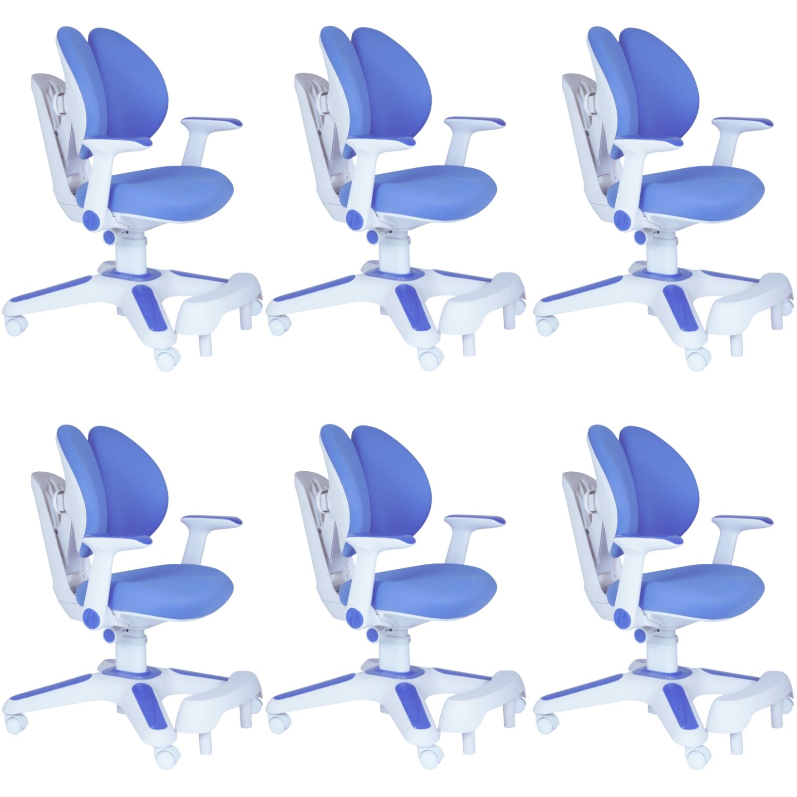 Ergonomic Children Kids Study Chair Set of 6 Height Adjustable - Blue - Image 2