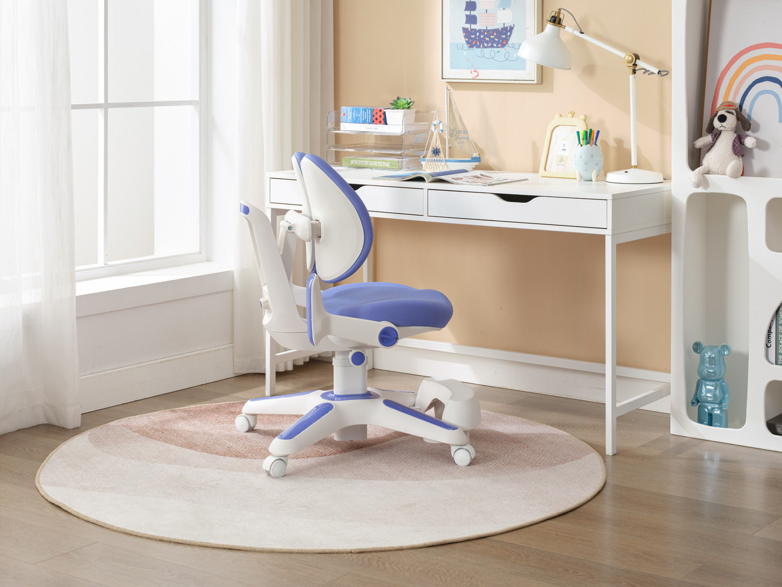 Ergonomic Children Kids Study Chair Set of 6 Height Adjustable - Blue - Image 4