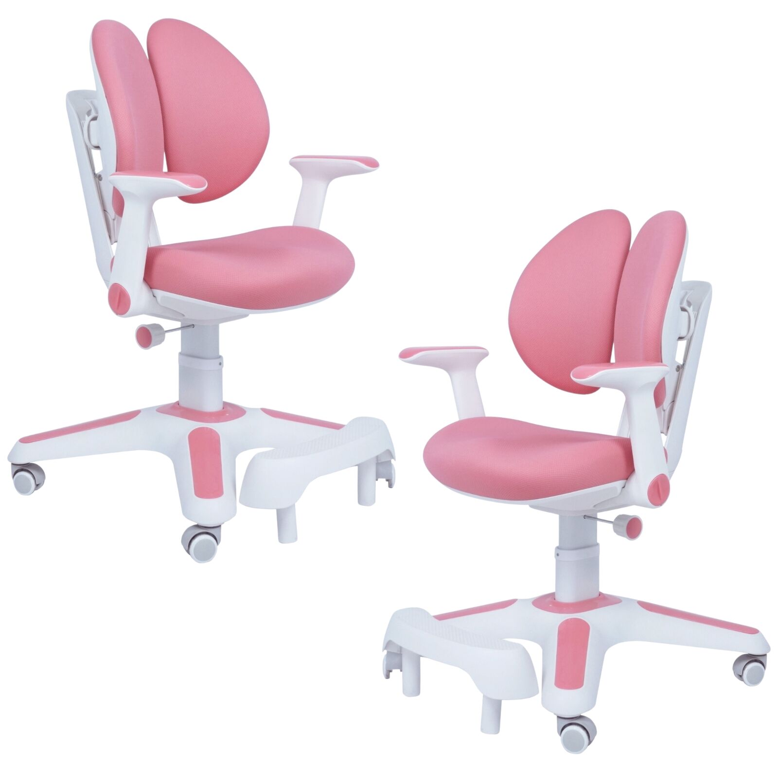 2x Ergonomic Children Kids Study Chairs Height Adjustable - Pink - Image 2