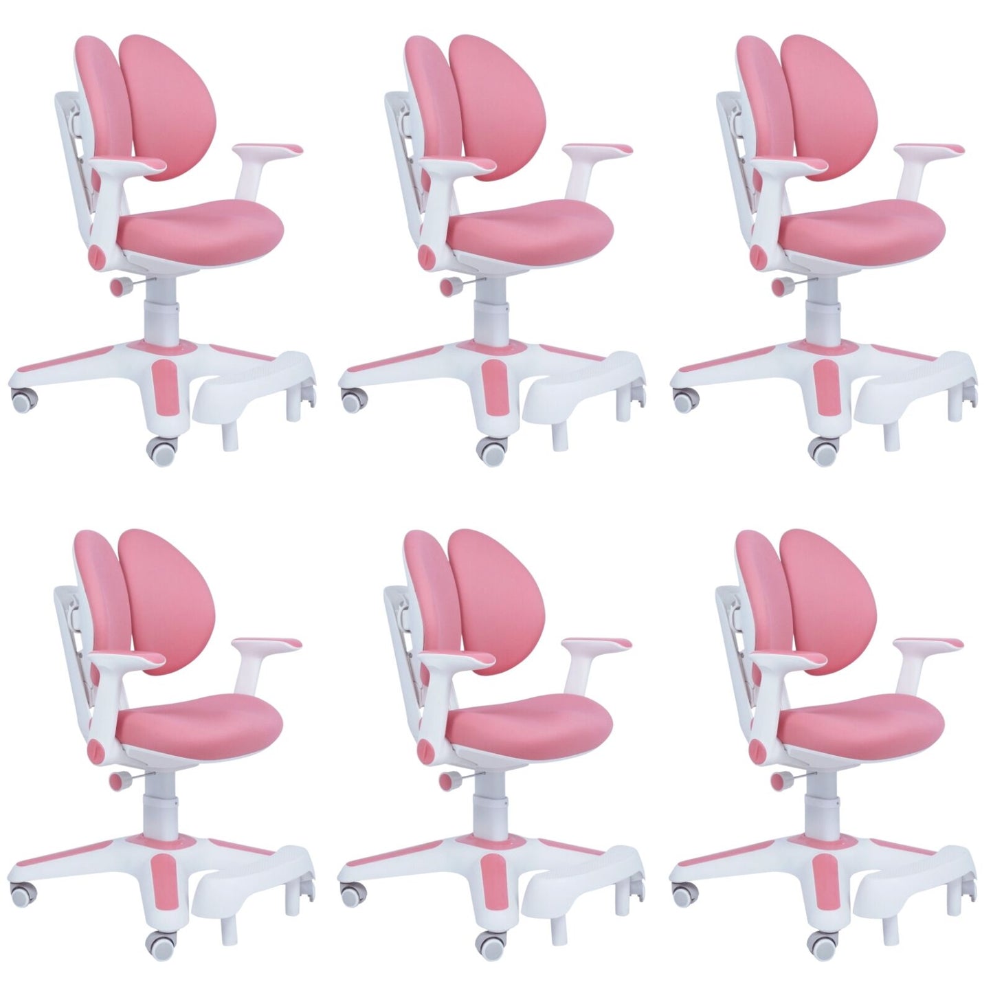 6x Ergonomic Children Kids Study Chairs Height Adjustable - Pink - Image 2