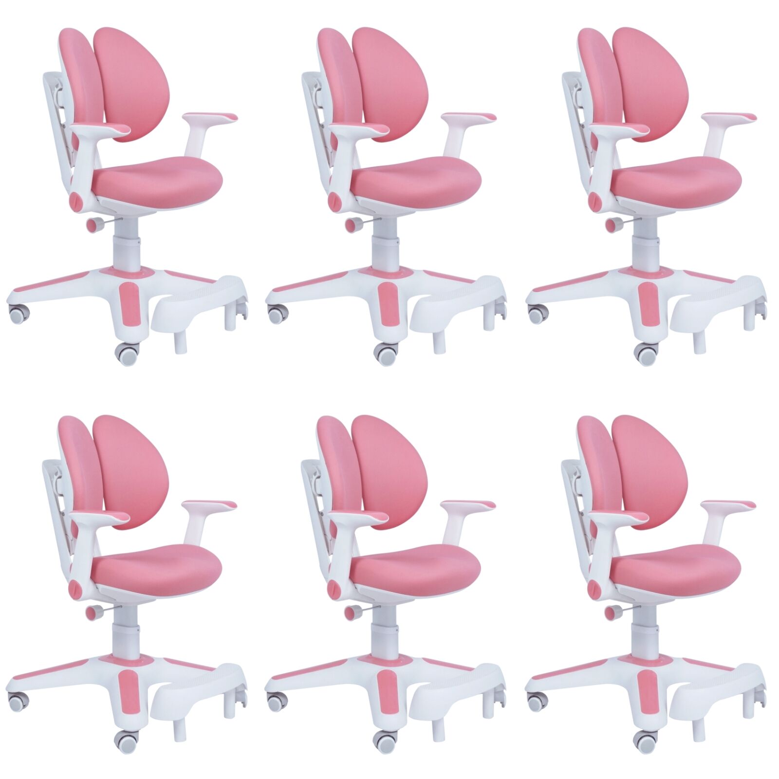 6x Ergonomic Children Kids Study Chairs Height Adjustable - Pink - Image 2