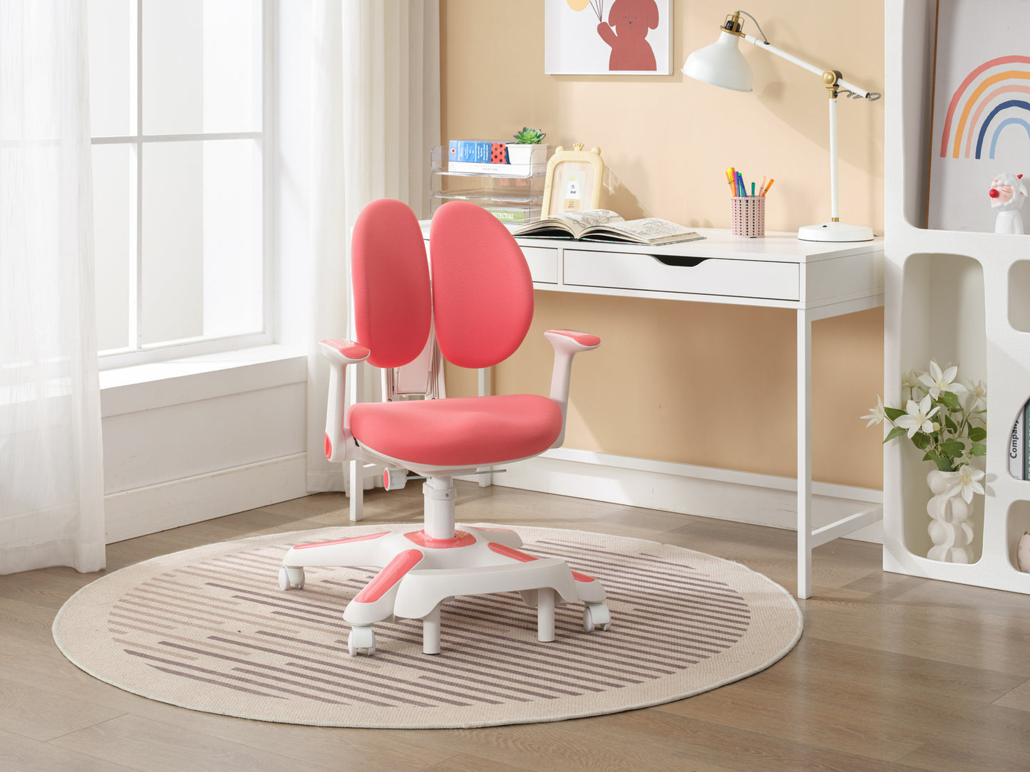 6x Ergonomic Children Kids Study Chairs Height Adjustable - Pink - Image 3