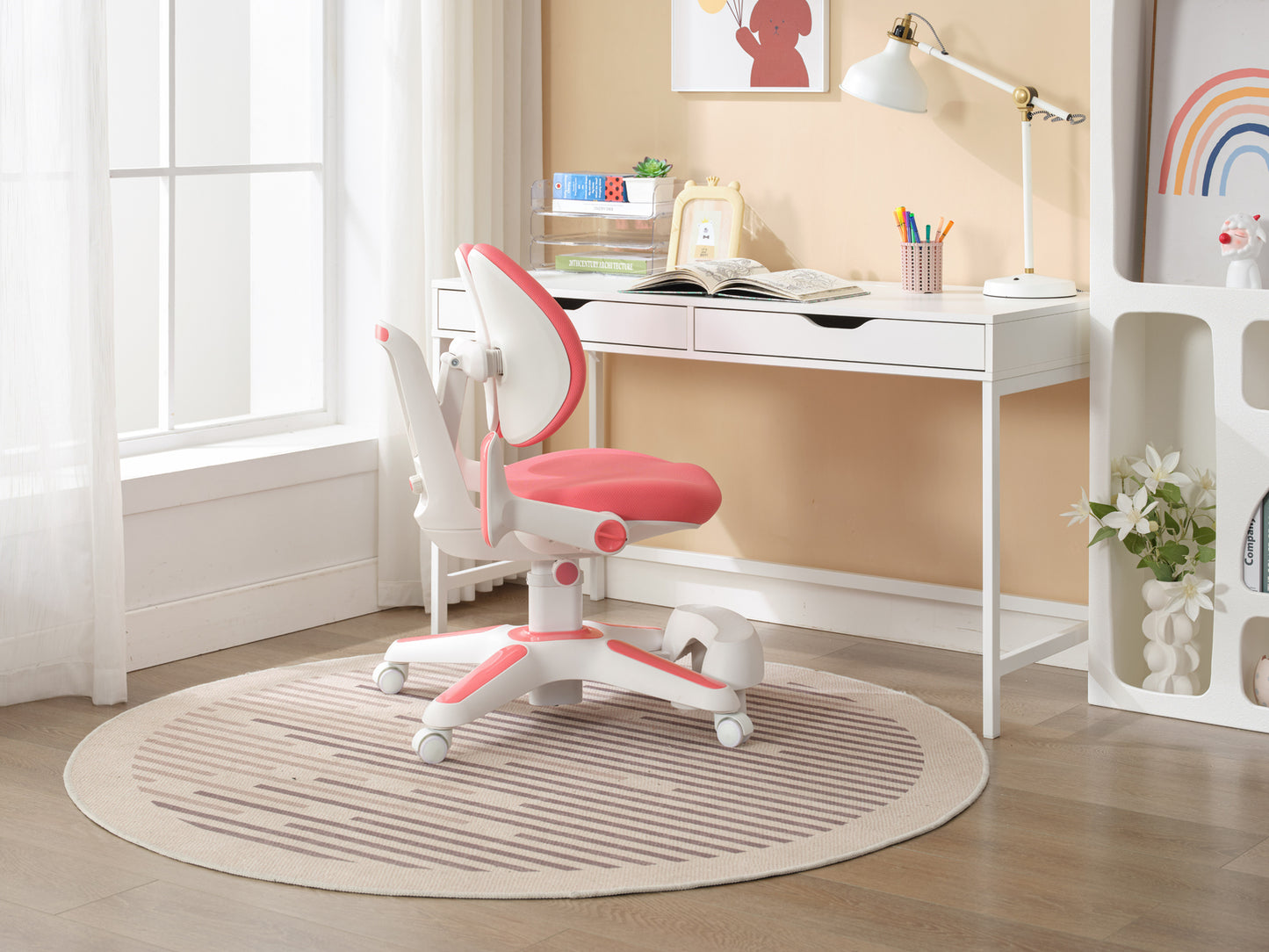 6x Ergonomic Children Kids Study Chairs Height Adjustable - Pink - Image 4