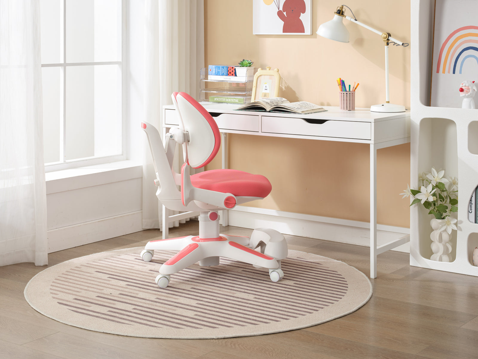 6x Ergonomic Children Kids Study Chairs Height Adjustable - Pink - Image 4