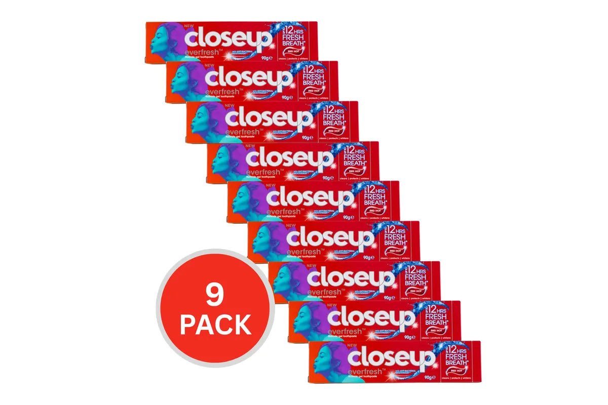 9x Closeup Toothpaste Everfresh Red Hot 90g