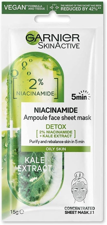 Garnier 15g Skin Active Ampoule Sheet Mask Kale/ Niacinamide - Image 2