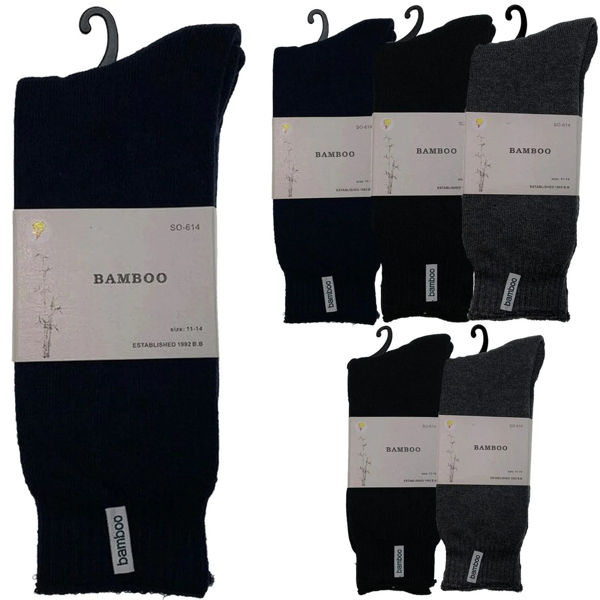 6 Pairs PREMIUM BAMBOO SOCKS Mens Heavy Duty Thick Work Socks BULK Cushion - Assorted Colour Pack - Image 2
