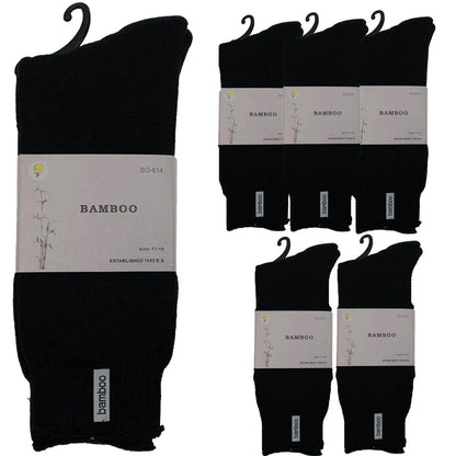 6 Pairs PREMIUM BAMBOO SOCKS Mens Heavy Duty Thick Work Socks BULK Cushion - Black - Image 5