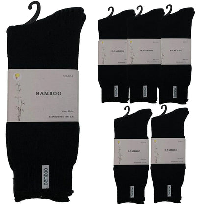 6 Pairs PREMIUM BAMBOO SOCKS Mens Heavy Duty Thick Work Socks BULK Cushion - Black - Image 6