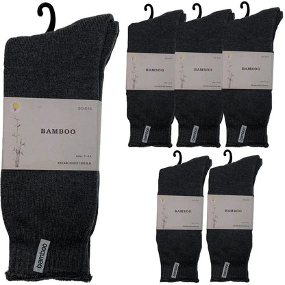 6 Pairs PREMIUM BAMBOO SOCKS Mens Heavy Duty Thick Work Socks BULK Cushion - Charcoal Grey - Image 5