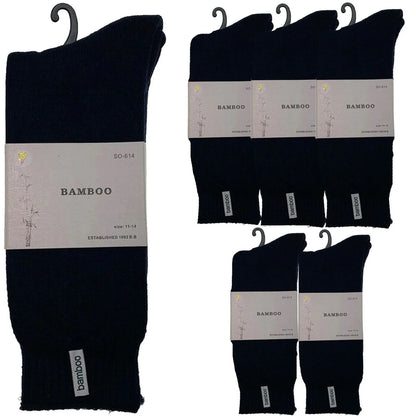 6 Pairs PREMIUM BAMBOO SOCKS Mens Heavy Duty Thick Work Socks BULK Cushion - Navy Blue